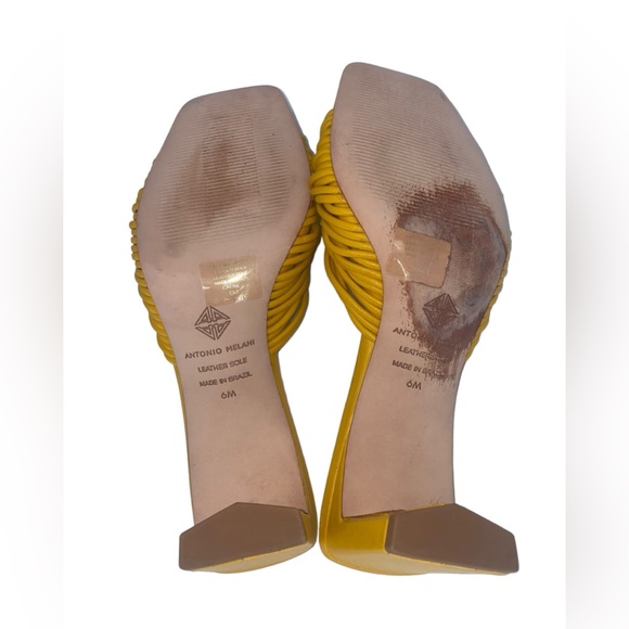 ANTONIO MELANI | Yellow Knot Block Heel Sandals | Size 7 - Picture 8 of 11
